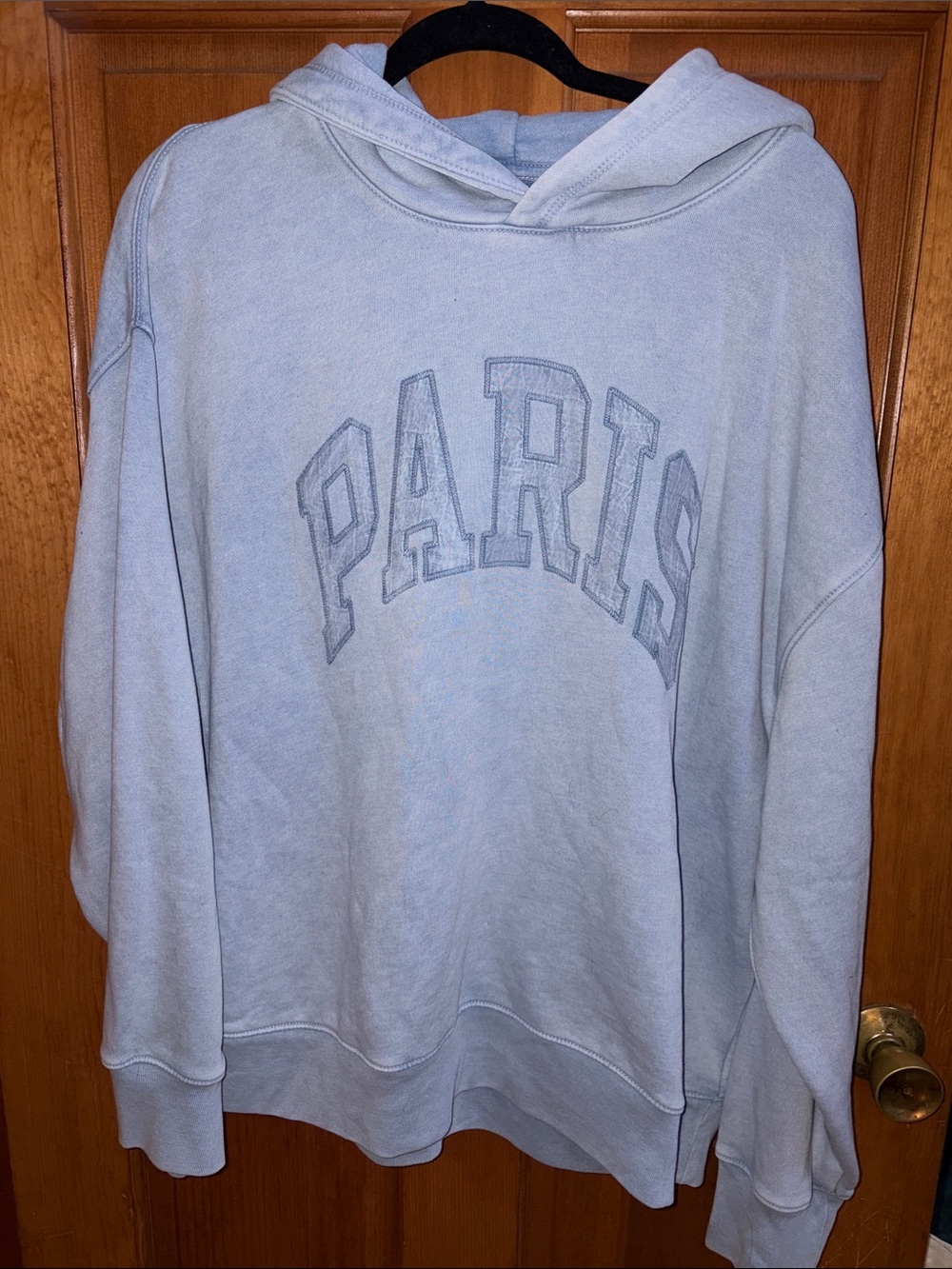 American Eagle Outfitters Light Blue Crewneck Sweatshirt with PARIS Lettering
